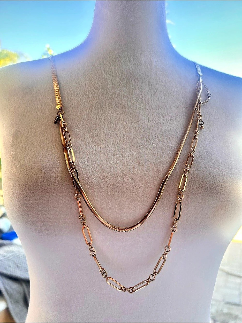 Layered Gold-Tone Chain Necklace Like New